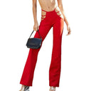 Trendy Women's Flared Leggings with Chic Cut-Out Design
