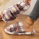 Plush Double Strap Women's Slippers