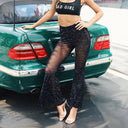 Glittering Palazzo Pants with Sheer Inserts for Women