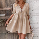 V-Neck Summer Dress with Gathered Design for Women