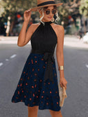 Chic Women's Halter Dress with Flowing Skirt and Stylish Bow