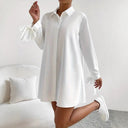 Chic Women's Shirt Dress with Stylish Ribbon Sleeves
