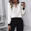 Chic Women's Blouse with Stylish Contrast Accents