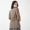 Stylish Women's Checked Blazer with Decorative Buttons