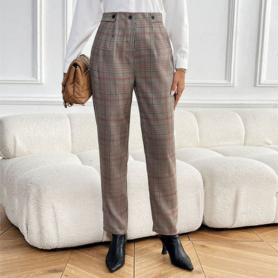 Stylish Women's High-Waist Check Carrot Pants