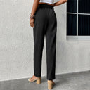 Chic High-Waisted Fabric Pants with Tie Belt
