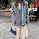 Chic Women's Blazer Jacket with Patch Pockets