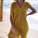 Chic Women's Button-Detail Beach Dress
