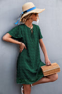Chic Women's Dress with Puff Sleeves and Ruffle Details