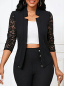Contemporary Blazer Jacket with Lace Accents