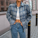 Checked Cotton Blouse for Women with Stylish Button Accents