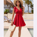 Ruffled Women's Dress with Slim Waistband