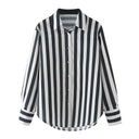 Chic Stripe Blouse with Classic Collar for Women