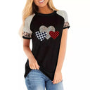 Trendy Women's Heart Design Short Sleeve Top