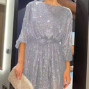 Shimmering Long Sleeve Mini Dress for Women