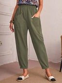 Stylish Women's Summer Pants with Elastic Waist and Pockets