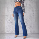 High Waist Flared Jeans in Stretch Denim for Women