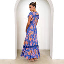 Floral Maxi Dress with Deep V-Neck Design