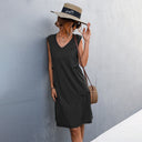 Chic Women's V-Neck Dress with Ruffle Detail