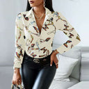Artistic Print Button-Up Blouse for Women