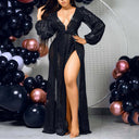 Stunning Evening Dress with Sequins and Deep Slit