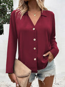 Chic Button Placket Women's Blouse