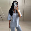 Chic Textured Knit Trousers for Women