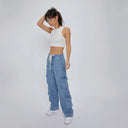 Women's Wide-Leg Cargo Jeans with Ample Pockets
