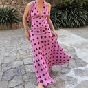Chic Dotted Maxi Dress with Deep V-Neck