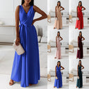 Chic Maxi Dress with Flowing Skirt and Stylish Wrap