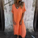 Chic V-Neck Summer Dress with Wide Sleeves