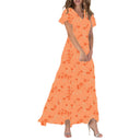 Floral Chiffon Women's Maxi Dress with Sheer Sleeves