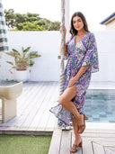 Chic V-Neck Beach Dress with Side Slit