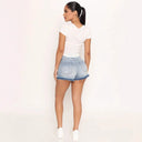 High-Waisted Frayed Hem Denim Shorts for Women