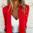 Chic Women's Blazer with Animal Print Sleeves