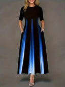 Maxi Dress with Gradient Design and Side Pockets