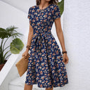 Floral Midi Dress with Chic Waist Belt