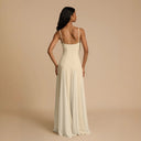 Chic Maxi Dress with Contrast Panels & Slim Straps
