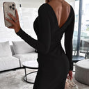 Contemporary Women’s Long Sleeve Asymmetrical Dress with Ruffle Detailing