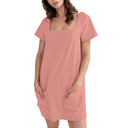 Square Neckline Summer Dress with Pockets for Women