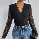 Romantic Lace Deep V-Neck Women's Bodysuit