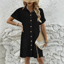 Textured Women's Shirt Dress with Pockets