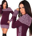 Chic Off-Shoulder Knit Dress with Button Accents for Women