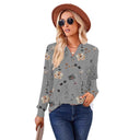 Floral Print Long Sleeve Women's Blouse with Button Placket