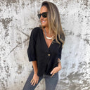 Chic Short Sleeve Linen Blazer for Women