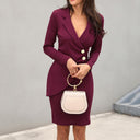 Chic Wrap Dress with Button Accents & V-Neck