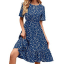 Chic Cotton Dress with Flared Skirt and Dots