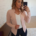 Chic Slim-Fit Blazer with Open Collar & Long Sleeves