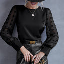 Chic Women's Blouse with Sheer Puff Sleeves