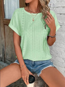 Lace Pattern Women's Round Neck Tee